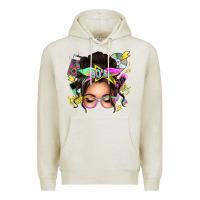 Oatmeal Heather 90s messy bun Premium Hoodie - texasbilliewilder