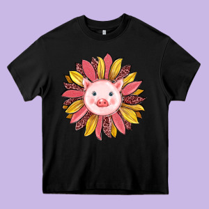 Pig Sunflower Heavy Core Tee Designed By Ranaportraitstore