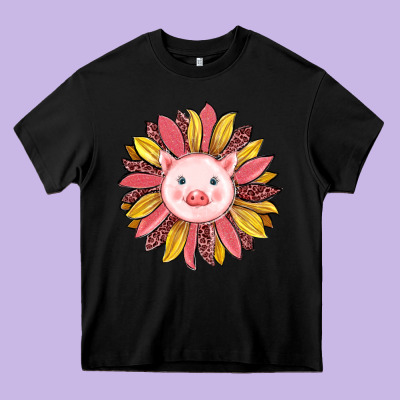 Pig Sunflower Heavy Core Tee Designed By Ranaportraitstore