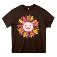 Chocolate Brown pig sunflower Heavy Core Tee - RanaPortraitStore