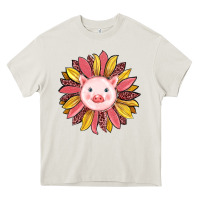 Cream pig sunflower Heavy Core Tee - RanaPortraitStore