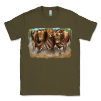 Army Green 3 red angus bulls Classic Tee - LillyAllenDesigns