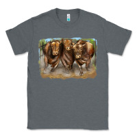 Charcoal Heather 3 red angus bulls Classic Tee - LillyAllenDesigns