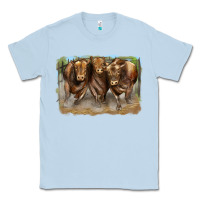 Dusty Blue 3 red angus bulls Classic Tee - LillyAllenDesigns