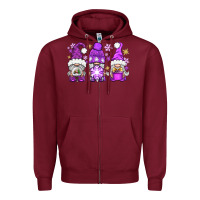 Burgundy Purple Winter Gnomies Zipper Hoodie - BundleAndBundleShop