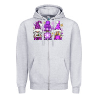 Heather Grey Purple Winter Gnomies Zipper Hoodie - BundleAndBundleShop