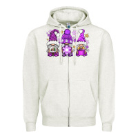 Oatmeal Heather Purple Winter Gnomies Zipper Hoodie - BundleAndBundleShop