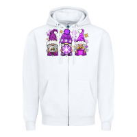 White Purple Winter Gnomies Zipper Hoodie - BundleAndBundleShop