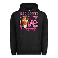 Pigment Black iced coffee is my love language Urban Hoodie - OliviaCreatesArt