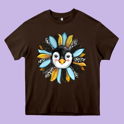 Penguin Sunflower Heavy Core Tee Designed By Ranaportraitstore