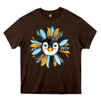 Chocolate Brown penguin sunflower Heavy Core Tee - RanaPortraitStore