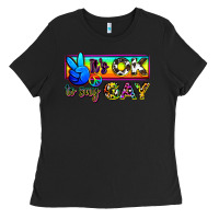 Black it's ok to say gay Ladies Tee - Zillion Design Studio