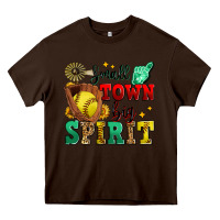 Chocolate Brown small town big spirit softball Heavy Core Tee - Zillion Design Studio