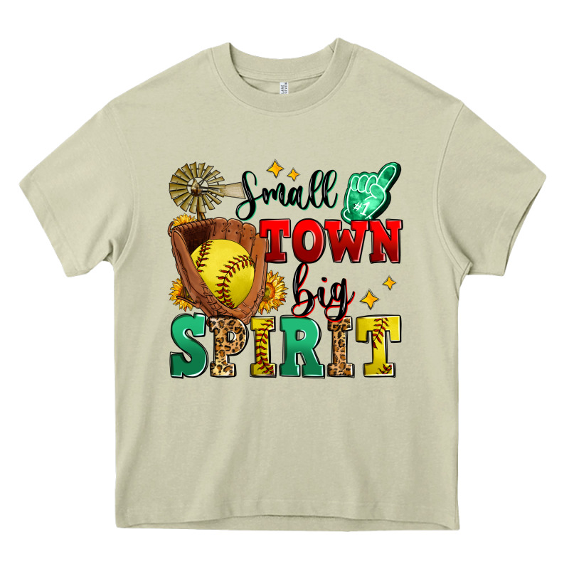 Small Town Big Spirit Softball Heavy Core Tee by Zillion Design Studio | Teevron