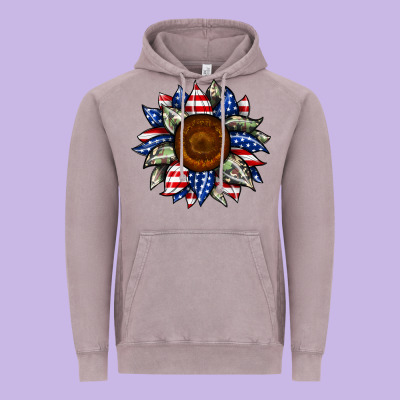Sunflower American Flag Vintage Hoodie Designed By Jahusdesignshop
