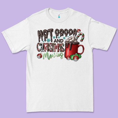 Hot Cocoa And Christmas Movies Premium Tee Designed By Cowhidedigitalart