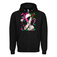 Black Pink Christmas Breast Cancer Ribbon Volleyball Zipper Hoodie - BundleAndBundleShop