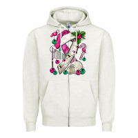Oatmeal Heather Pink Christmas Breast Cancer Ribbon Volleyball Zipper Hoodie - BundleAndBundleShop