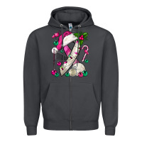 Smoke Pink Christmas Breast Cancer Ribbon Volleyball Zipper Hoodie - BundleAndBundleShop