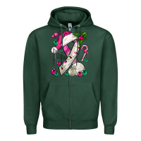 Sports Green Pink Christmas Breast Cancer Ribbon Volleyball Zipper Hoodie - BundleAndBundleShop