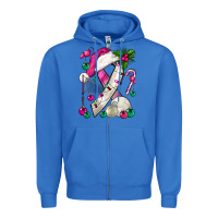 True Royal Pink Christmas Breast Cancer Ribbon Volleyball Zipper Hoodie - BundleAndBundleShop