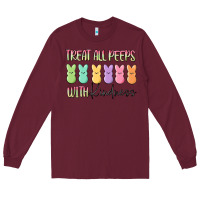 Burgundy treat all peeps with kindness Long Sleeve Tee - MaliasSmallBusiness