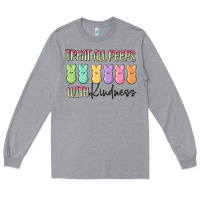 Heather Grey treat all peeps with kindness Long Sleeve Tee - MaliasSmallBusiness