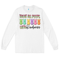 White treat all peeps with kindness Long Sleeve Tee - MaliasSmallBusiness