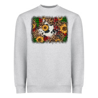 Heather Grey distressed christmas sunflowers leopard cowhide background Heavyweight Sweatshirt - Jasminsmagicworld