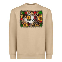 Distressed Christmas Sunflowers Leopard Cowhide Background Heavyweight Sweatshirt | Teevron