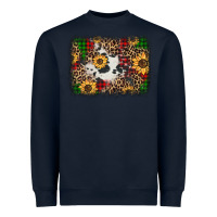 Navy distressed christmas sunflowers leopard cowhide background Heavyweight Sweatshirt - Jasminsmagicworld