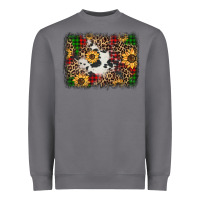 Storm distressed christmas sunflowers leopard cowhide background Heavyweight Sweatshirt - Jasminsmagicworld