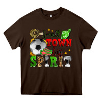 Chocolate Brown small town big spirit soccer Heavy Core Tee - Zillion Design Studio