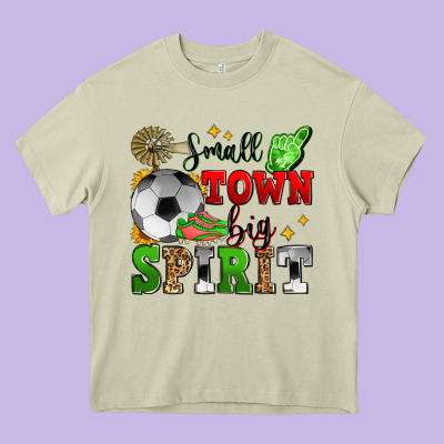 Small Town Big Spirit Soccer Heavy Core Tee Designed By Zillion Design Studio