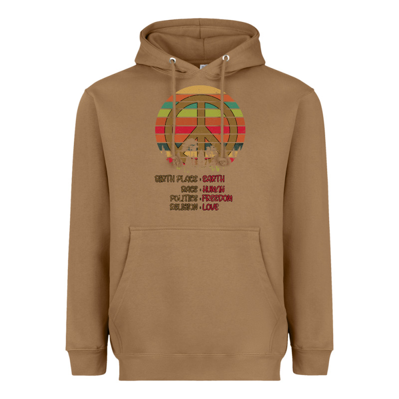 Birthplace Earth Race Human Peace Sign Hippie Heavyweight Hoodie by Bettercallsaul | Teevron
