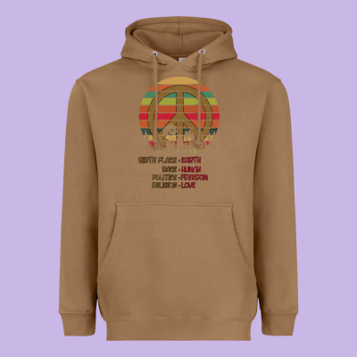 Birthplace Earth Race Human Peace Sign Hippie Heavyweight Hoodie Designed By Bettercallsaul