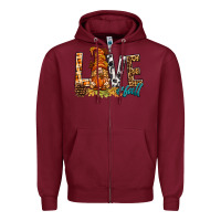 Burgundy Love Fall Gnome Zipper Hoodie - BundleAndBundleShop