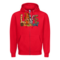 Red Love Fall Gnome Zipper Hoodie - BundleAndBundleShop