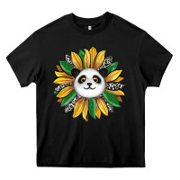 Black panda sunflower Heavy Core Tee - RanaPortraitStore
