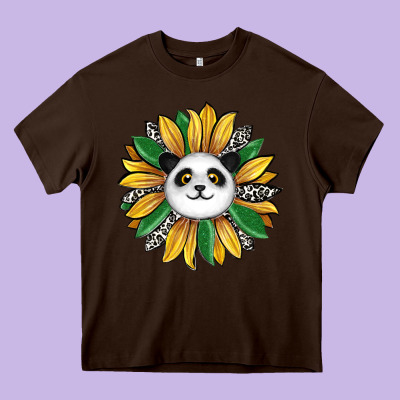 Panda Sunflower Heavy Core Tee Designed By Ranaportraitstore