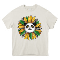 Cream panda sunflower Heavy Core Tee - RanaPortraitStore