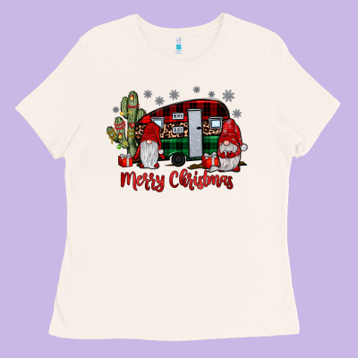 Merry Christmas Gnome Caravan Ladies Tee Designed By Jahusdesignshop