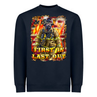 Navy First In last Out Firefighter Heavyweight Sweatshirt - LillyAllenDesigns