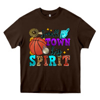 Chocolate Brown small town big spirit basketball Heavy Core Tee - Zillion Design Studio