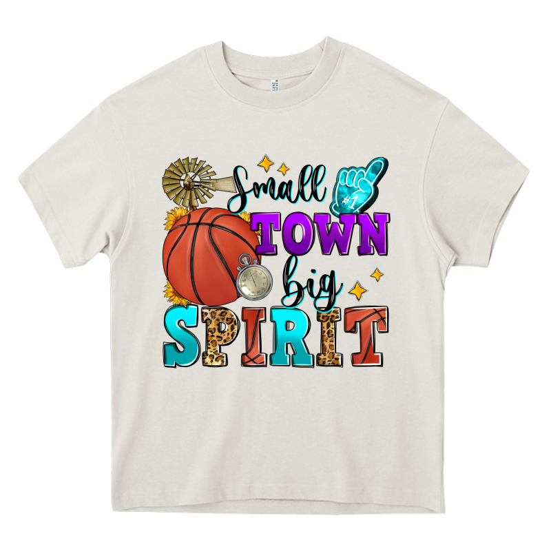 Small Town Big Spirit Basketball Heavy Core Tee by Zillion Design Studio | Teevron