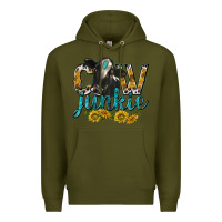 Army Green Cow Junkie with Cow Premium Hoodie - texasbilliewilder
