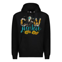 Black Cow Junkie with Cow Premium Hoodie - texasbilliewilder