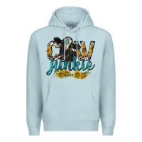 Blue Mist Cow Junkie with Cow Premium Hoodie - texasbilliewilder