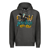 Charcoal Heather Cow Junkie with Cow Premium Hoodie - texasbilliewilder