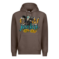 Coffee Cow Junkie with Cow Premium Hoodie - texasbilliewilder